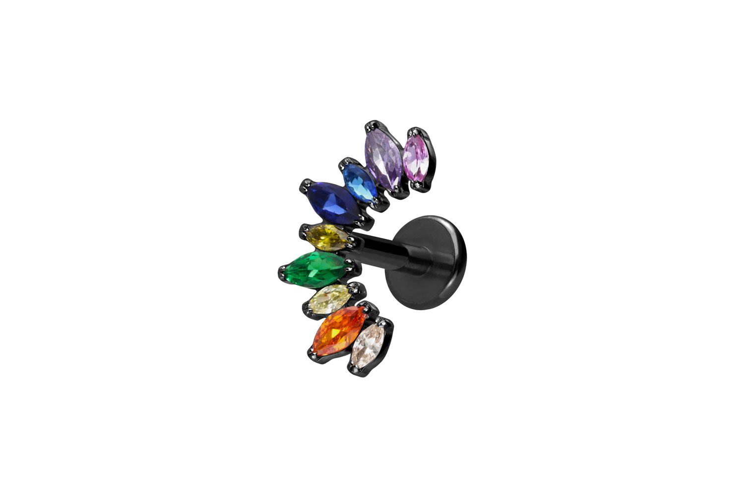 Titan Labret Piercing mit Innengewinde BUNTER KRISTALLBOGEN